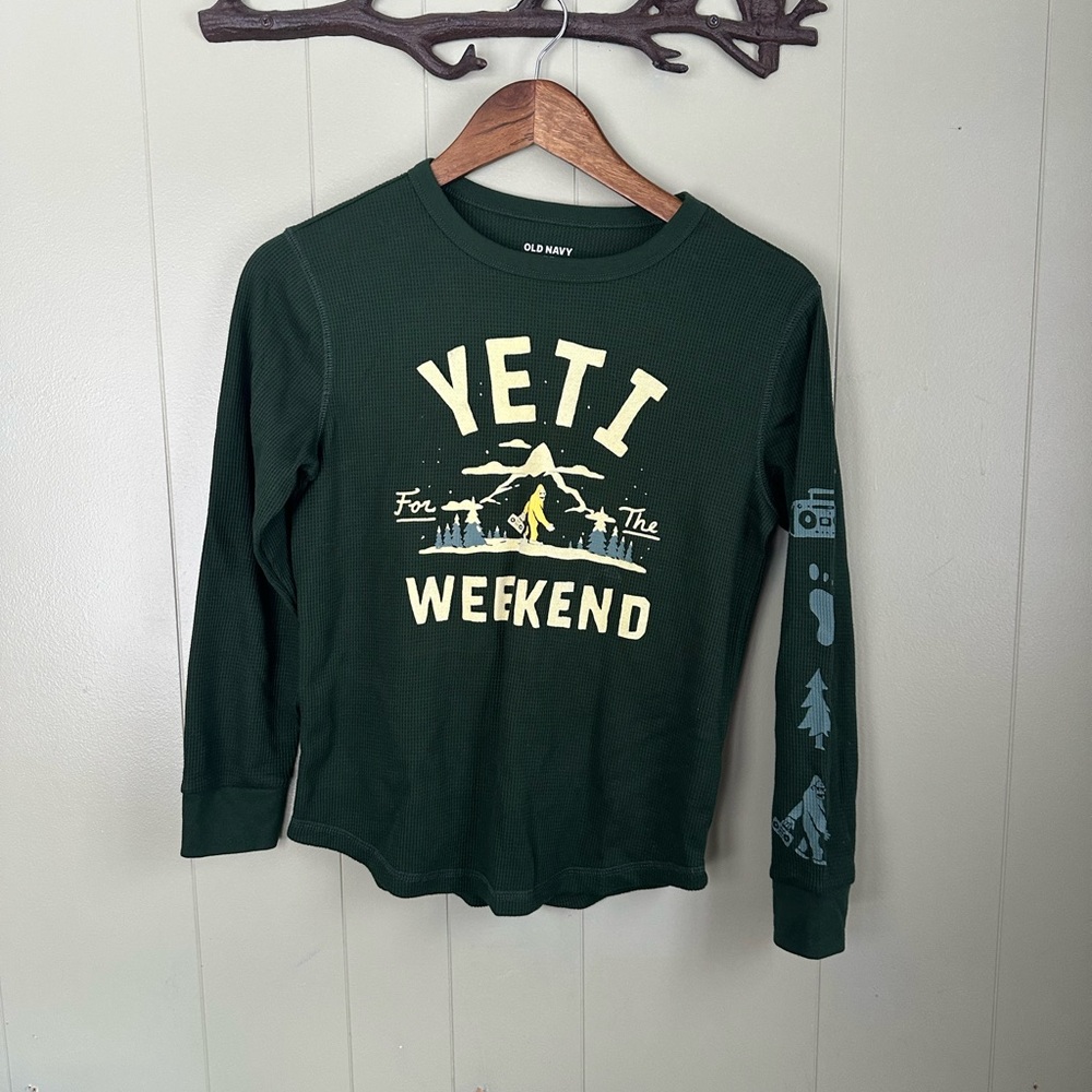 Old Navy Kids Green Long Sleeve Yeti Shirt